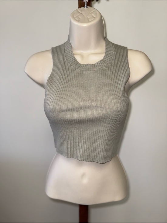 aerie Tops - Aerie (XS) Light Green Lightly Ribbed Crop Top